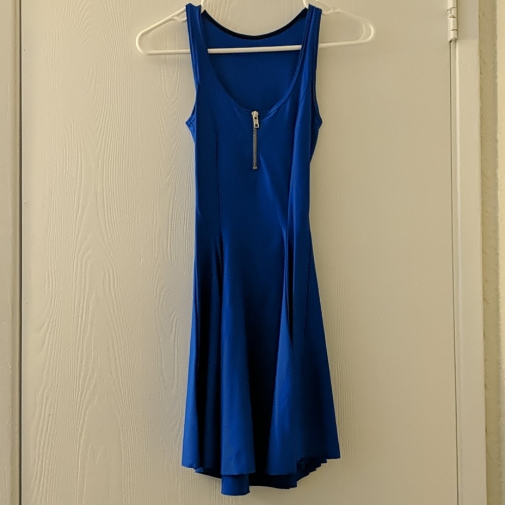 Black milk matte royal blue evil zip dress xs